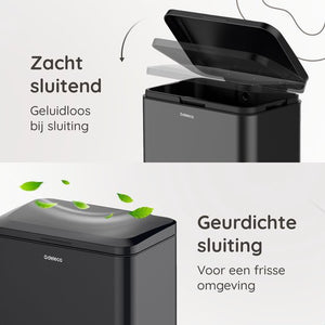 Deleca Prullenbak Prestige - 50 Liter - Breed - RVS Vuilnisbak / Afvalemmer / Pedaalemmer - Met Voetpedaal en Slow Close - Mat Zwart