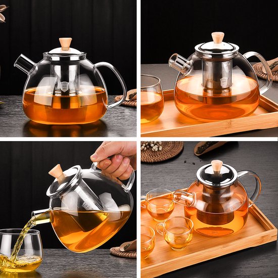 Borosilicaat Glazen Theepot met Filter - 1.5L