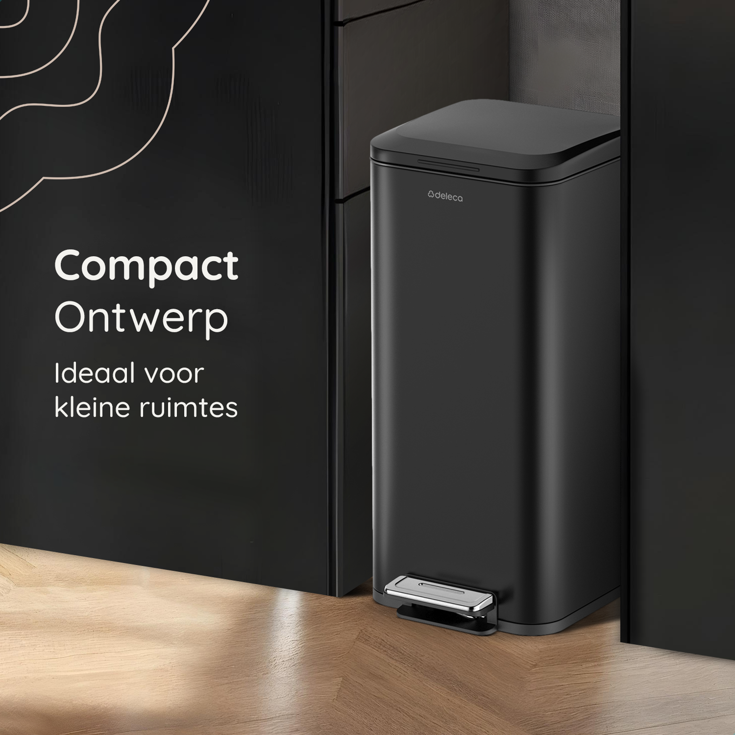 Prullenbak Prestige 30L / Mat Zwart