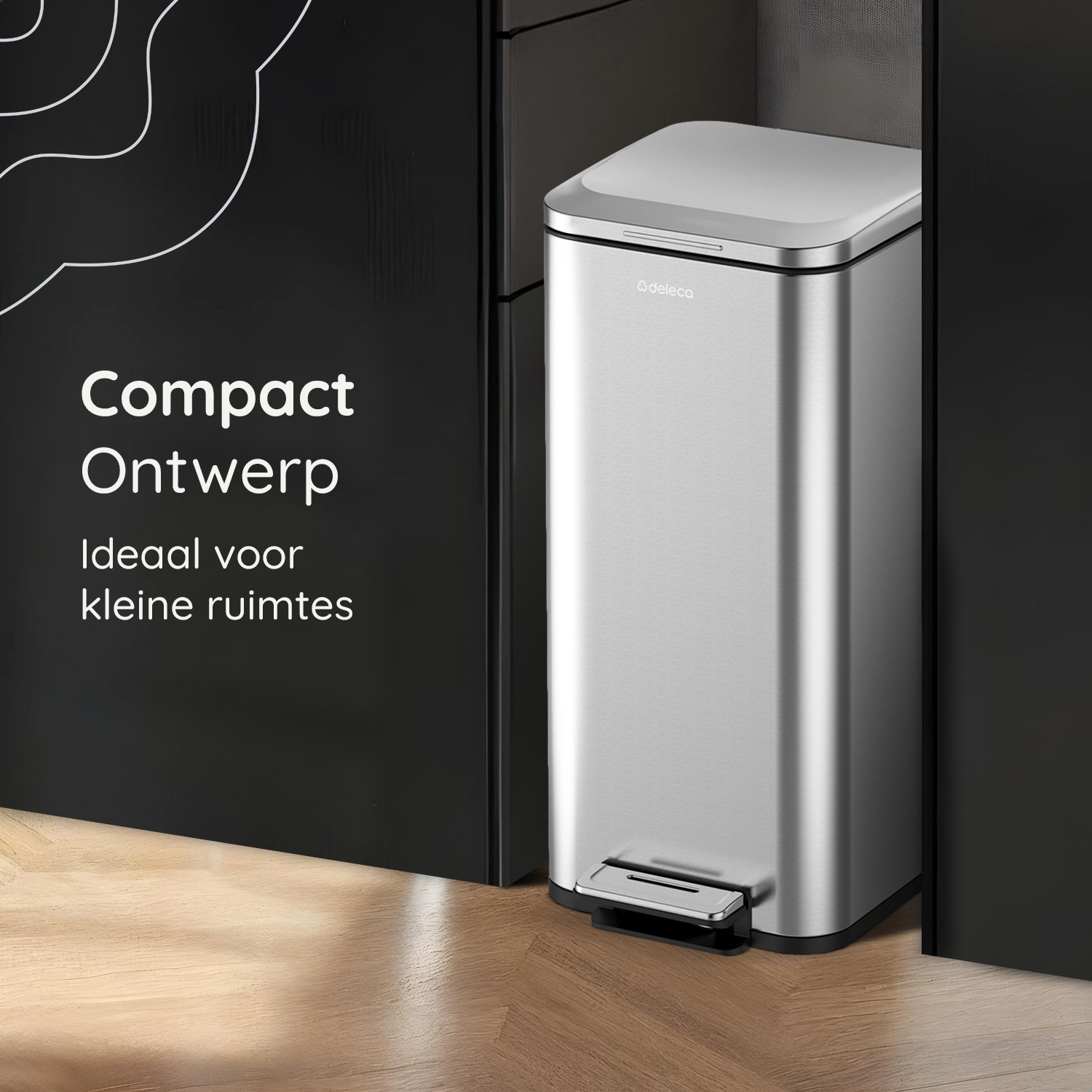 Prullenbak Prestige 30L / Mat Zilver