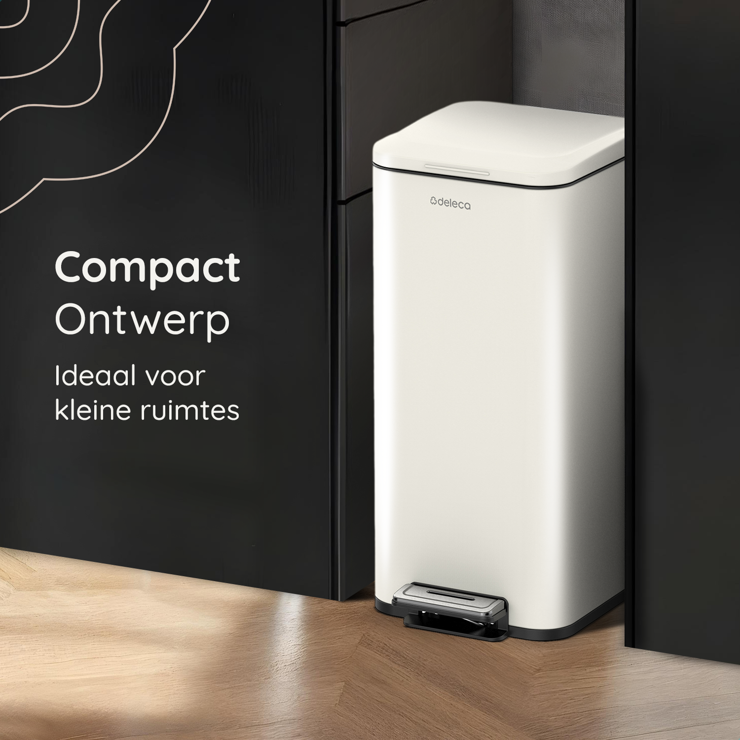 Prullenbak Prestige 30L / Mat Cremé Wit