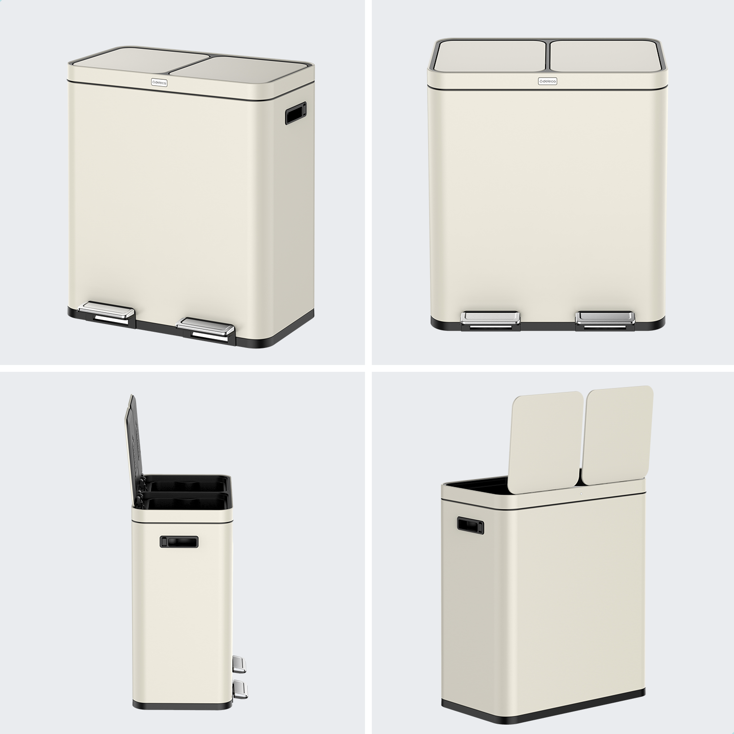 FreshAura Prullenbak 60L (2x30L) - Mat Soft Beige