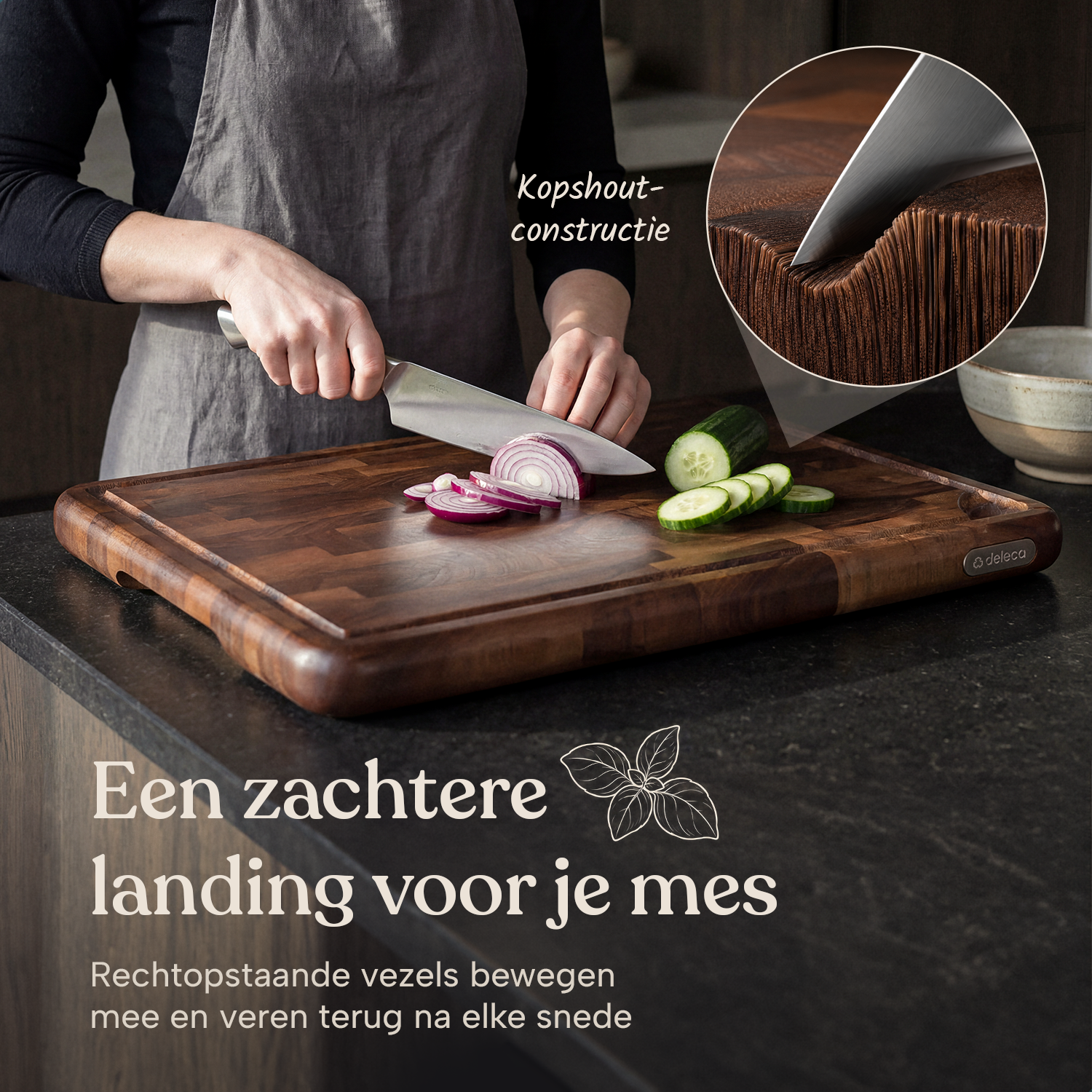Signature Walnoot Kopshouten Snijplank -  43x33x3 cm