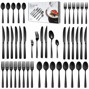 Bestekset Essential - 12 Personen / Zwart 18.0 Edelstaal