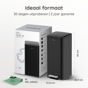 Prullenbak Prestige 30L / Mat Zwart