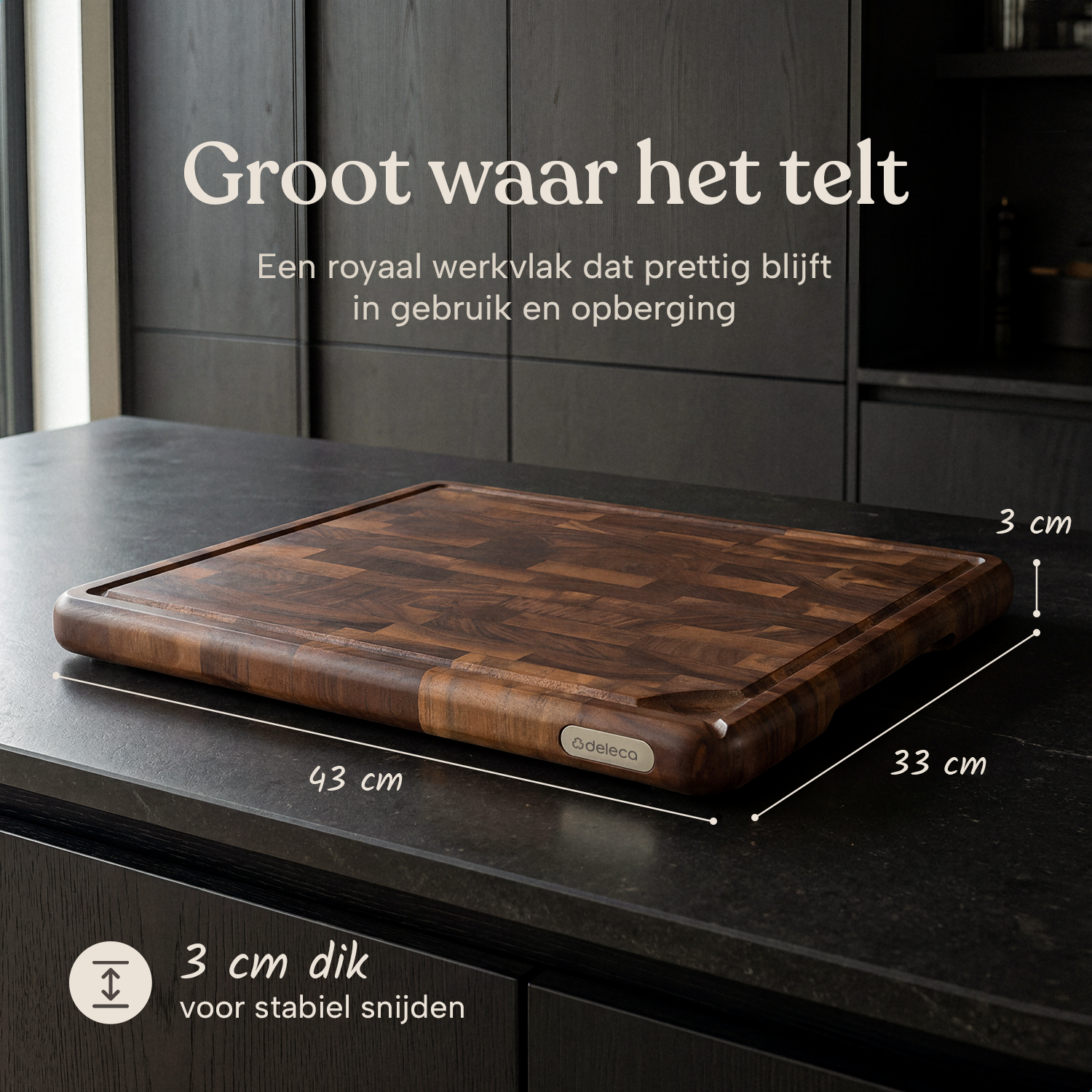 Signature Walnoot Kopshouten Snijplank -  43x33x3 cm