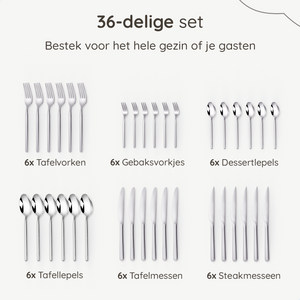 Bestekset Amor - 6 Personen / Zilver 18.0 Edelstaal