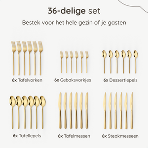 Bestekset Amor - 6 Personen / Goud 18.0 Edelstaal