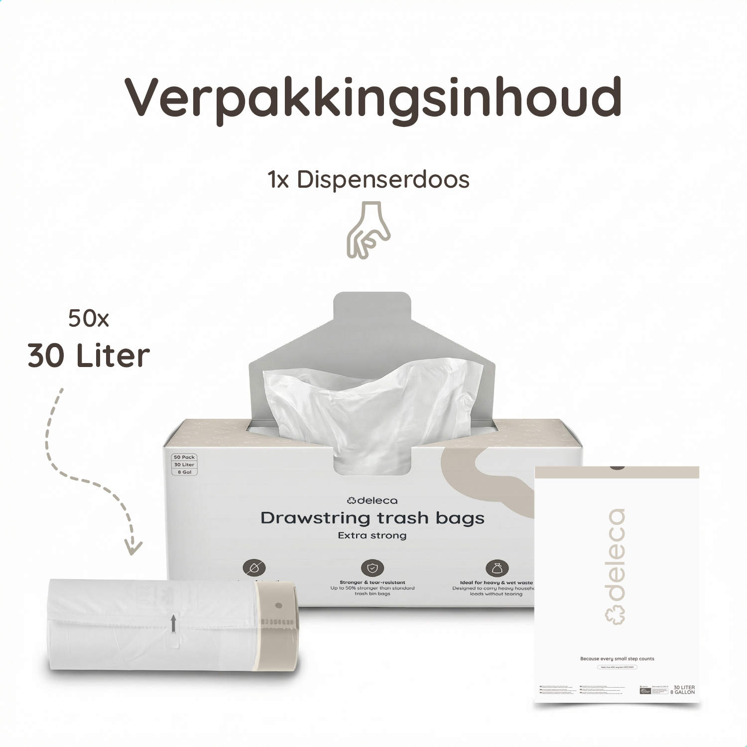 50x Vuilniszakken 30L - 51x72 cm / GRS Gerecycled