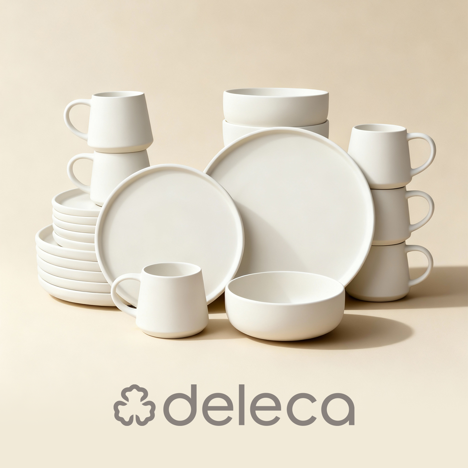 Serviesset Kyoto - 6 Personen / Mat Cremé Wit