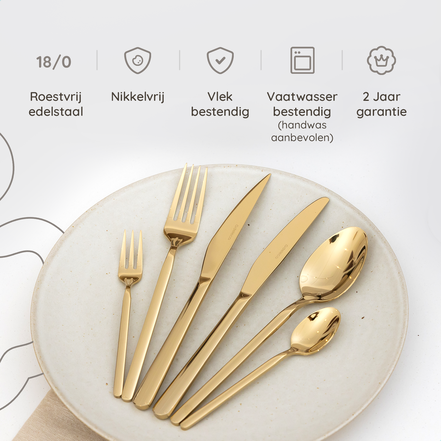 Bestekset Amor - 6 Personen / Goud 18.0 Edelstaal