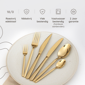 Bestekset Amor - 6 Personen / Goud 18.0 Edelstaal
