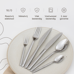 Bestekset Amor - 6 Personen / Zilver 18.0 Edelstaal