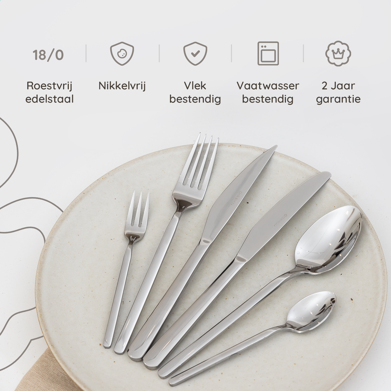 Bestekset Amor - 6 Personen / Zilver 18.0 Edelstaal