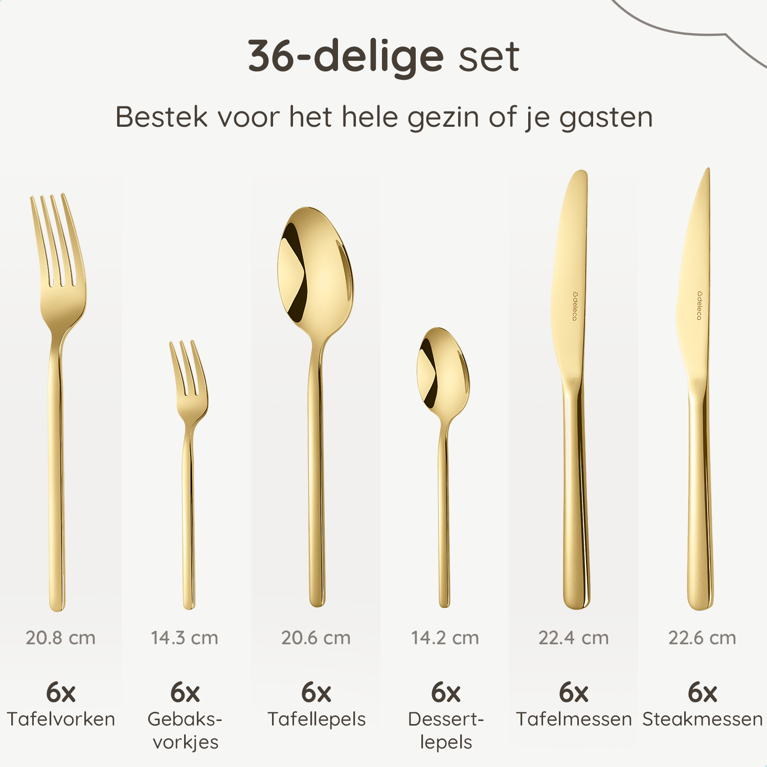 Bestekset Amor - 6 Personen / Goud 18.0 Edelstaal
