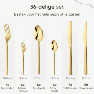 Bestekset Amor - 6 Personen / Goud 18.0 Edelstaal
