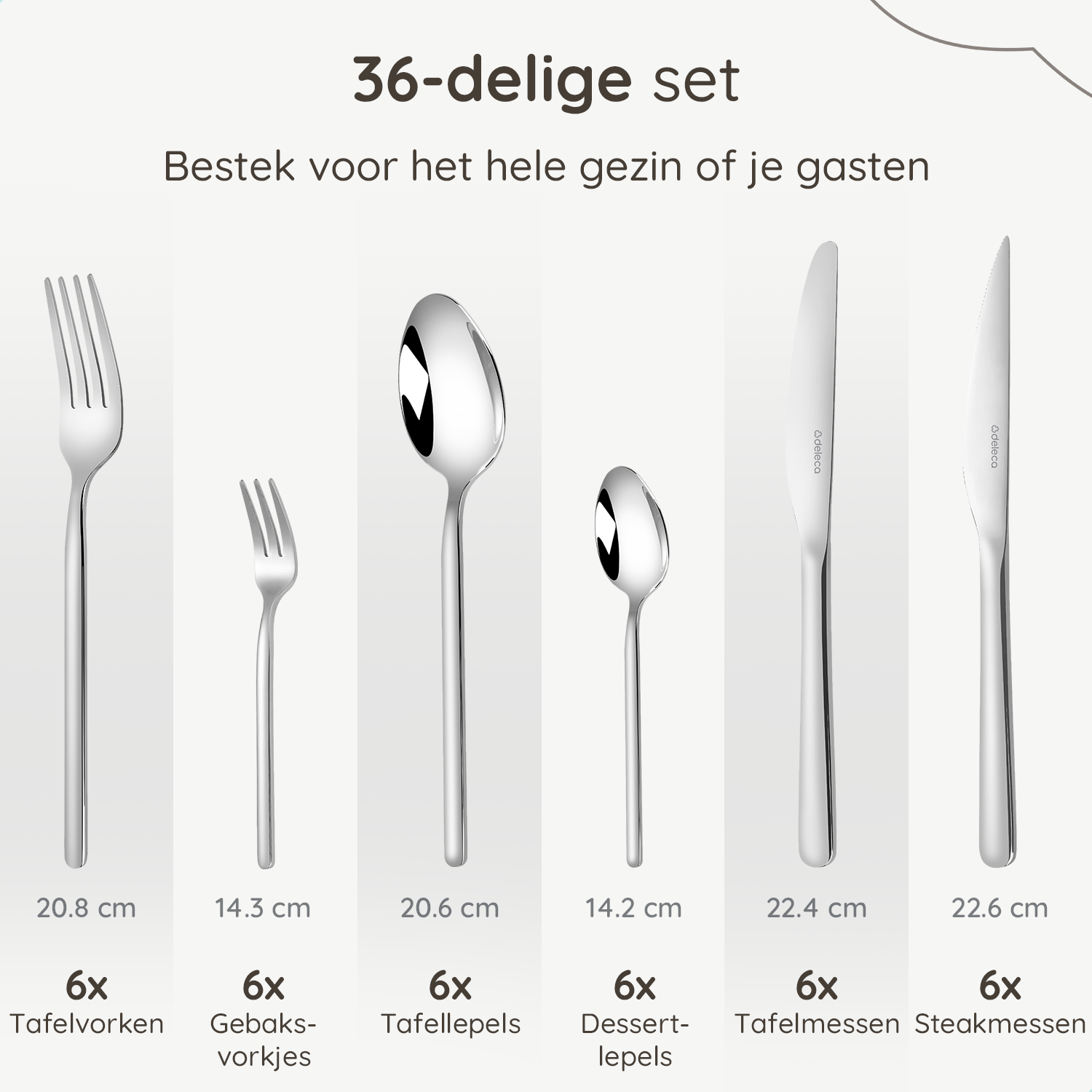 Bestekset Amor - 6 Personen / Zilver 18.0 Edelstaal