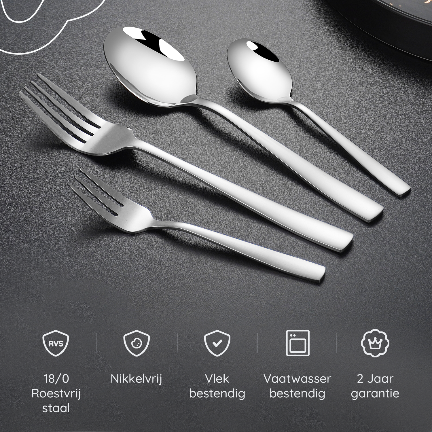 Bestekset Essential - 8 Personen / Zilver 18.0 Edelstaal