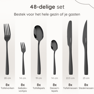 Bestekset Essential - 8 Personen / Zwart 18.0 Edelstaal