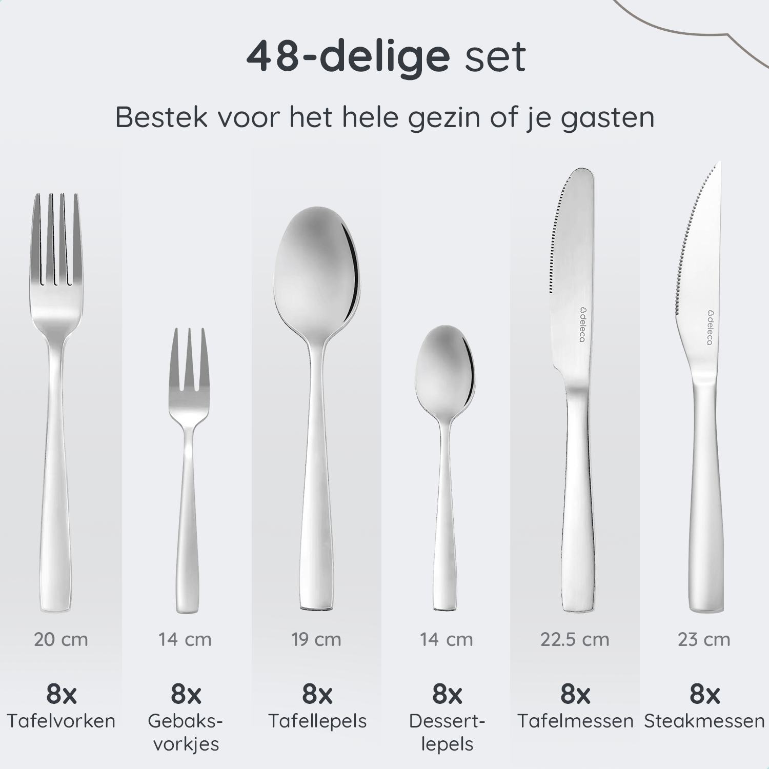 Bestekset Essential - 8 Personen / Zilver 18.0 Edelstaal