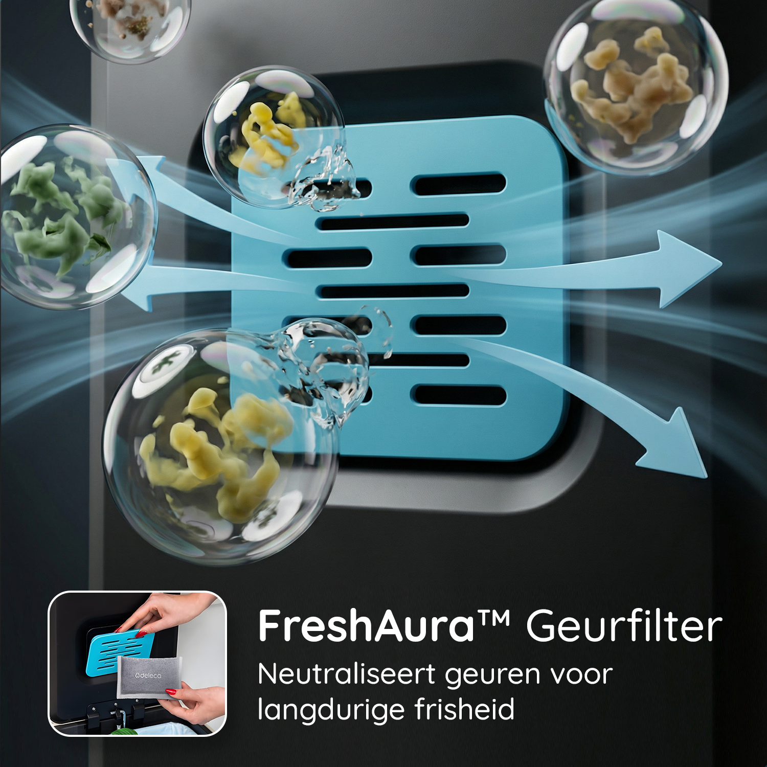 FreshAura Prullenbak 60L (2x30L) - Crème Wit