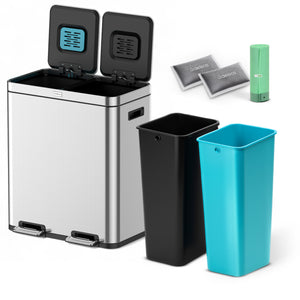 FreshAura Prullenbak 60L (2x30L) - Zilver