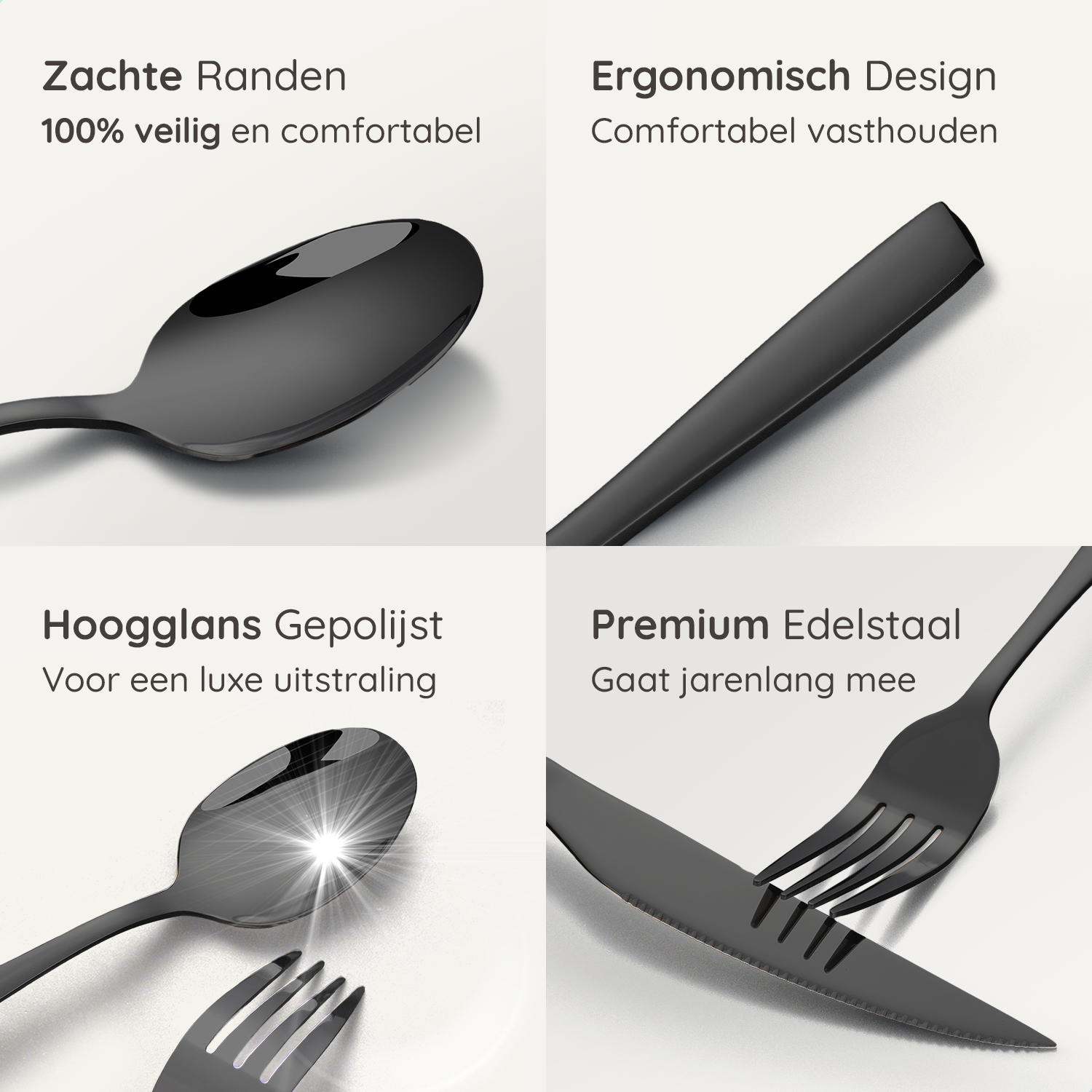 Bestekset Essential - 12 Personen / Zwart 18.0 Edelstaal