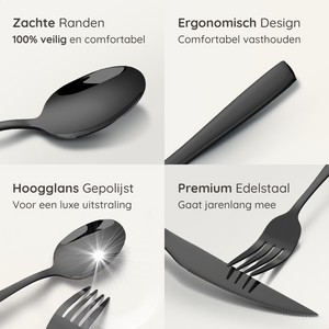 Bestekset Essential - 12 Personen / Zwart 18.0 Edelstaal