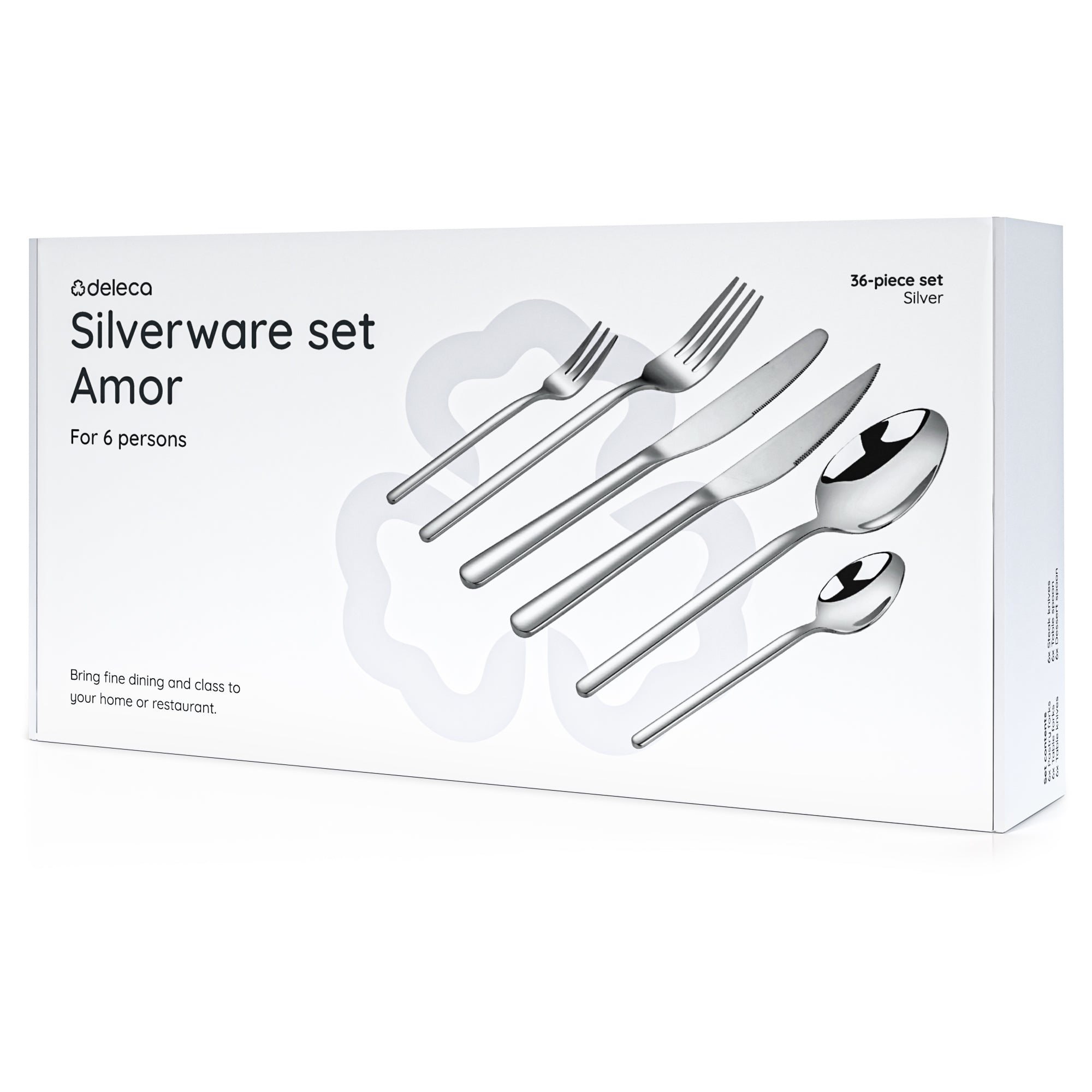 Bestekset Amor - 6 Personen / Zilver 18.0 Edelstaal